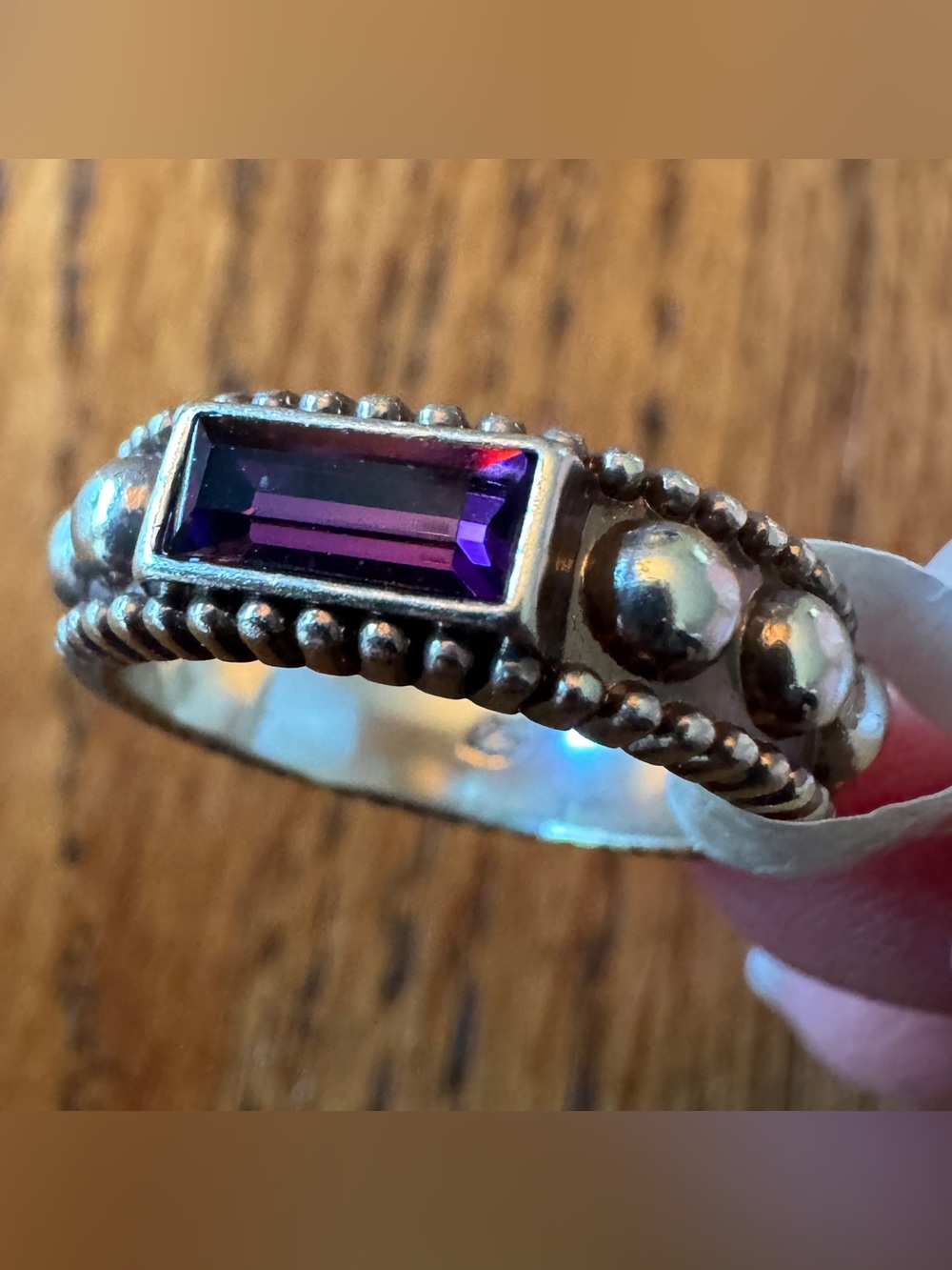 NWT Brighton Pretty Tough Gem Ring Amethyst Silver Size 5